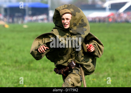 Ricostruzione della Battaglia della seconda Guerra Mondiale, liberazione di Ostrava, Airfield Mosnov, Repubblica Ceca, rievocazione della seconda guerra mondiale Foto Stock