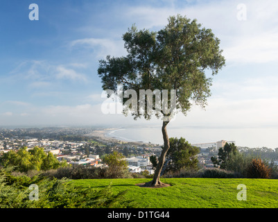 Panoramica panorama di Ventura California da Grant Park al di sopra della città costiera che mostra Foto Stock