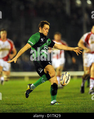 05.01.2013 Galway, Irlanda. Il Connacht Dan Parks in azione durante il Rabodirect Pro 12 gioco tra Connacht Rugby e newport gwent Dragons dal campo sportivo. Foto Stock