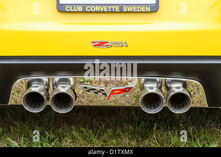 Tubi di scarico su una Corvette Foto Stock