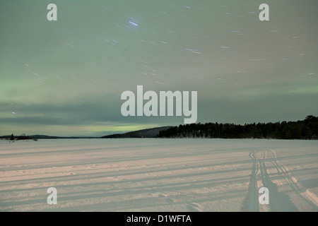 Aurora Boreale in Inari, Lapponia, Finlandia Foto Stock