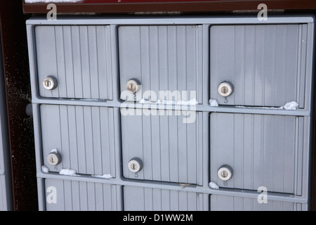 Canada post di cassette postali nelle zone rurali di piccola città dimenticare Saskatchewan Canada Foto Stock