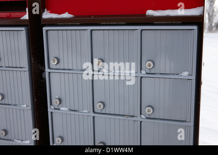 Canada post di cassette postali nelle zone rurali di piccola città dimenticare Saskatchewan Canada Foto Stock