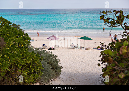 Il pink sands beach a Dunmore Town, Harbour Island, Bahamas Foto Stock