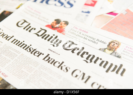 Le pagine anteriore e testate del REGNO UNITO British English quotidiano nazionale il Daily Telegraph Foto Stock