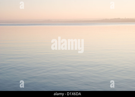 Tramonto sul lago Ammer in Baviera Germania Foto Stock