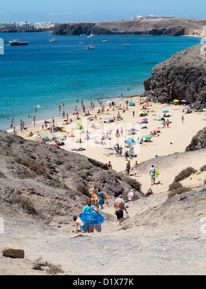 Playa del Pozo spiagge di Papagayo, vicino a Playa Blanca, Lanzarote, Isole Canarie Foto Stock