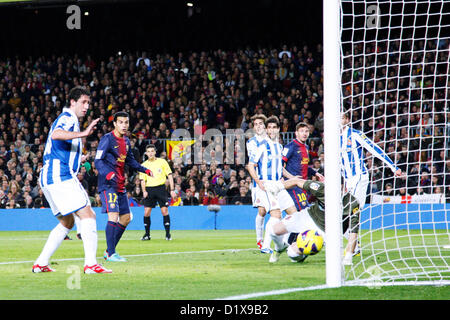 Pedro Rodriguez (Barcellona), 6 gennaio 2013 - Calcio : spagnolo "Liga Española" corrispondono tra FC Barcelona 4-0 RCD Espanyol Camp Nou stadium di Barcellona, Spagna. (Foto di D.Nakashima/AFLO) obiettivo Foto Stock