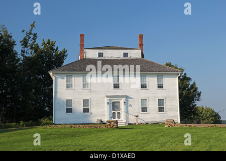 Il Fort casa coloniale, Pemaquid sito storico dello stato, nuovo porto, Maine Foto Stock