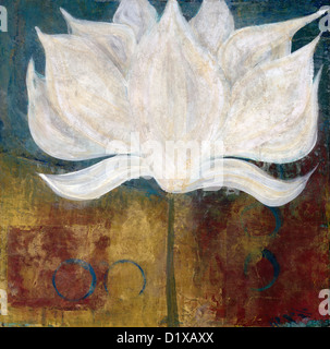 Una pittura astratta di un grande fiore di loto. Foto Stock