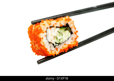 Sushi (California Roll) su uno sfondo bianco Foto Stock