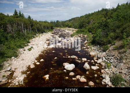 La Mackenzie River Valley sul Cabot Trail, Cape Breton, Nova Scotia Foto Stock