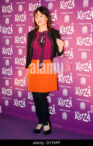 London, Regno Unito - 8 Gennaio 2013: Arlene Phillips arriva a premiere europeo del Cirque du Soleil show più recente KOOZA al Royal Albert Hall. Foto Stock