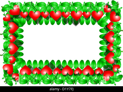 Sfondo con cuori e foglie Foto Stock