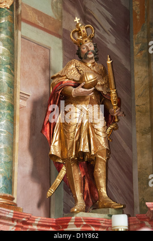 Elk192-1249v Croazia, Belec, chiesa con interno barocco, statua Foto Stock