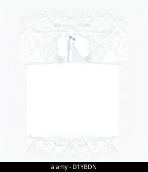Elegante invito a nozze con coppie in viaggio di nozze Foto Stock