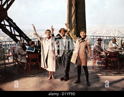 Faccia Buffa 1957 Paramount film con da sinistra: Kay Thompson, Fred Astaire, Audrey Hepburn Foto Stock