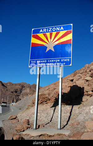 Stato dell Arizona segno vi dà il benvenuto Foto Stock