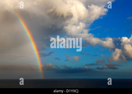 Arcobaleno nel cielo sopra l'oceano Foto Stock