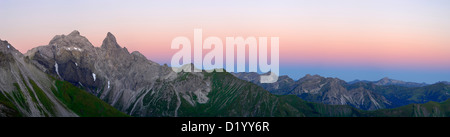 Vista panoramica di Allgaeu Alpi, Allgaeu, Baviera, Germania Foto Stock