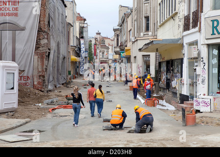 Bucarest, Romania, lavori di rinnovamento nella città vecchia Foto Stock