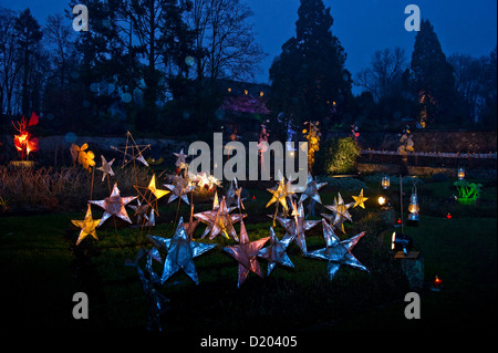 Luminarie di Natale nel parco Wesserling, Wesserling, Alsazia, Francia Foto Stock