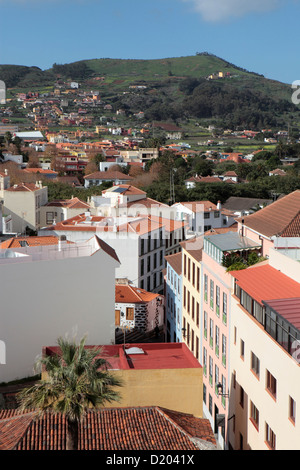 Tettuccio di vista aerea di La Laguna, Sito Patrimonio Mondiale dell'UNESCO, Tenerife, Isole Canarie. Foto Stock