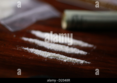Linee di cocaina Foto Stock