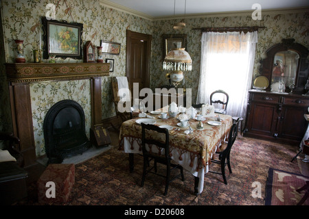 Periodo sala da pranzo di casa in Orwell villaggio storico in Prince Edward Island, Canada Foto Stock