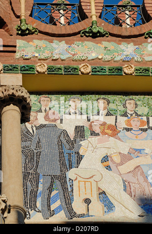 In Spagna, in Catalogna, Barcellona. Il Palau de la Musica Catalana (Palazzo della Musica Catalana - 1908) facciata dettaglio Foto Stock