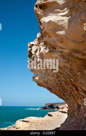 Chalk cliff, Puerto de la Peña, Ajuy, Fuerteventura, Isole Canarie, Spagna Foto Stock