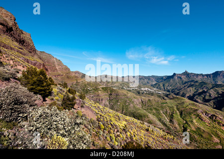 Paesaggio di montagna, Artenara, Gran Canaria Isole Canarie Spagna Foto Stock