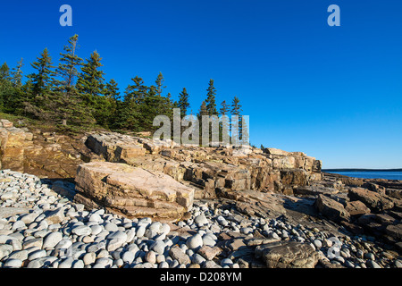 Il paesaggio costiero, Schoodic Peninsula, Parco Nazionale di Acadia, Maine, Stati Uniti d'America Foto Stock