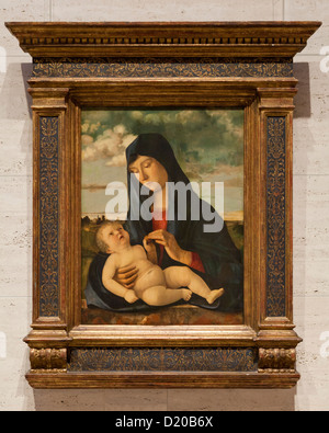 La Madonna e il bambino in un paesaggio - Giovanni Bellini, 1480 Foto Stock