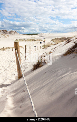 Recinzione in dune di Leba, UNESCO Riserva della Biosfera, Parco Nazionale di Slowinski, Baltico polacco costa, Leba, Pomerania, Foto Stock