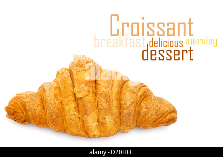 Freschi e gustosi croissant su sfondo bianco Foto Stock