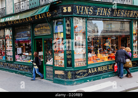 Facciata di un delikatessen in Rue du Faubourg Montmartre, Parigi, Francia, Europa Foto Stock