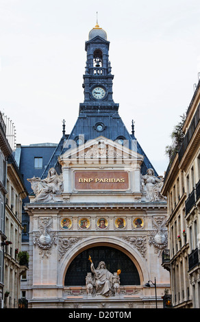 Dettaglio della BNP Paribas edificio, Rue de Rougemont, Parigi, Francia, Europa Foto Stock