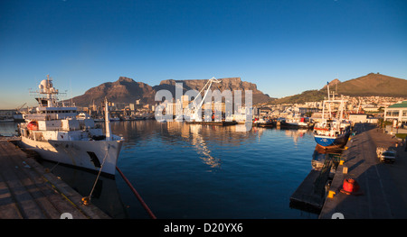 Banchine commerciali presso il Victoria and Alfred Waterfront, Città del Capo Foto Stock