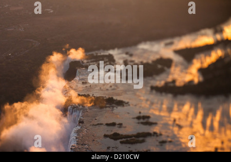 Victoria Falls visto dall'aria, Zambia e Zimbabwe Foto Stock