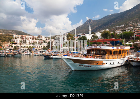 Kalkan porto, lycian coast, Lycia, Mare mediterraneo, Turchia, Asia Foto Stock
