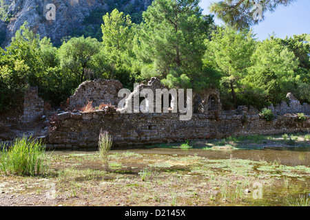 Rovine della Basilica bizantina, antica Olympos, lycian coast, Lycia, Mare mediterraneo, Turchia, Asia Foto Stock