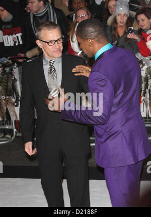 Jamie Foxx e Christoph Waltz arriva per il Django Unchained - UK film premiere in Leicester Square. Foto Stock