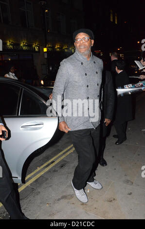 Londra, Regno Unito. 10 gennaio 2013: samuel l jackson arriva alla 'Django' UK Premiere After Party tenuto presso il Club Aura, Londra, Regno Unito. Foto Stock