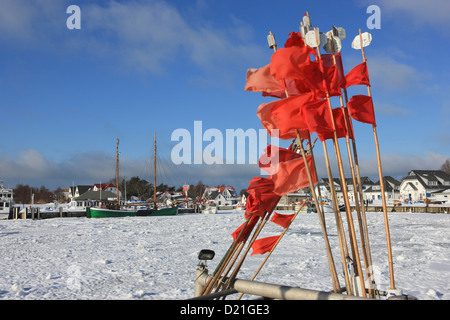 Porto di Vitte in inverno, Hiddensee isola, la Pomerania occidentale Area Laguna National Park, Meclemburgo-Pomerania, Tedesco Foto Stock