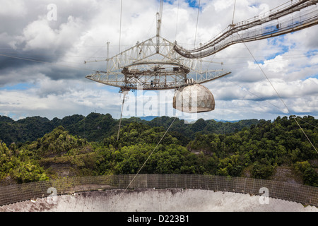 Più grande del mondo di un piatto unico radio telescopio osservatorio di Arecibo, Arecibo, Puerto Rico Foto Stock