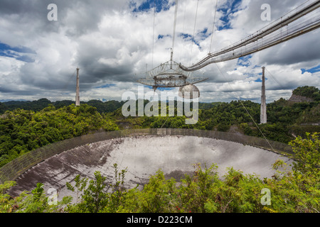 Più grande del mondo di un piatto unico radio telescopio osservatorio di Arecibo, Arecibo, Puerto Rico Foto Stock