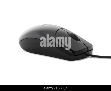 Calcolatore nero mouse isolati su sfondo bianco Foto Stock