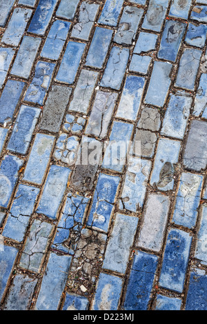 Blue strade acciottolate, Old San Juan, Puerto Rico Foto Stock