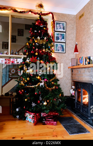 Albero di natale soggiorno in Irlanda Foto Stock